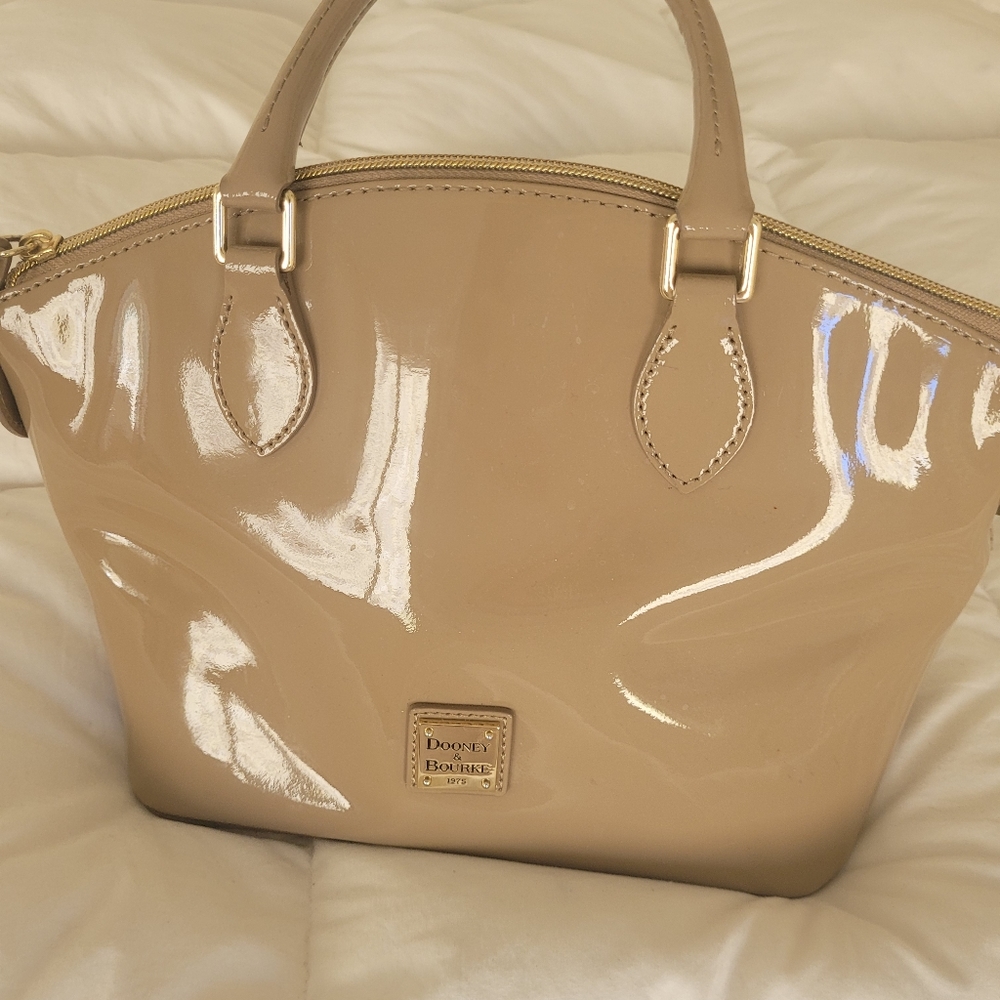Dooney & Bourke Patent Leather Beige Satchel